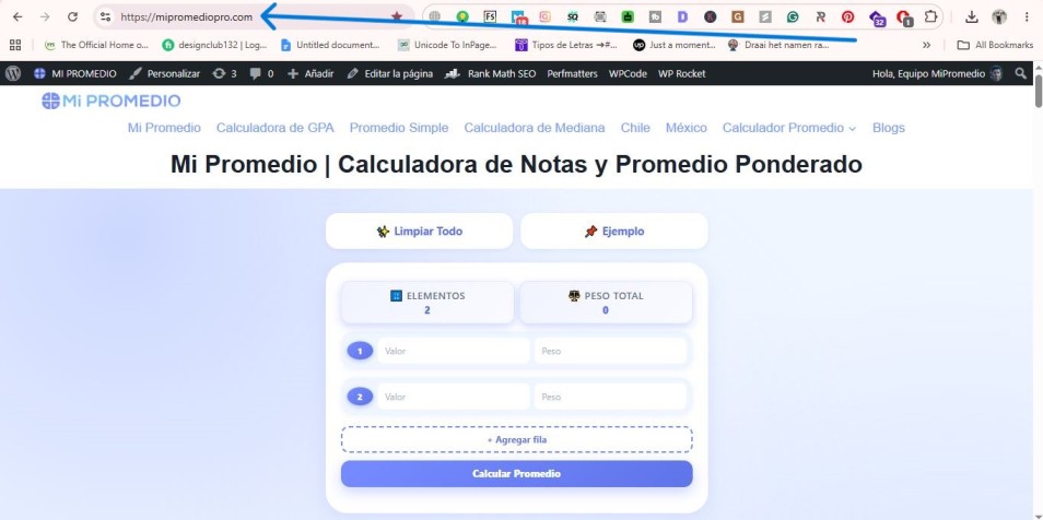 Introduce la URL de Mipromediopro